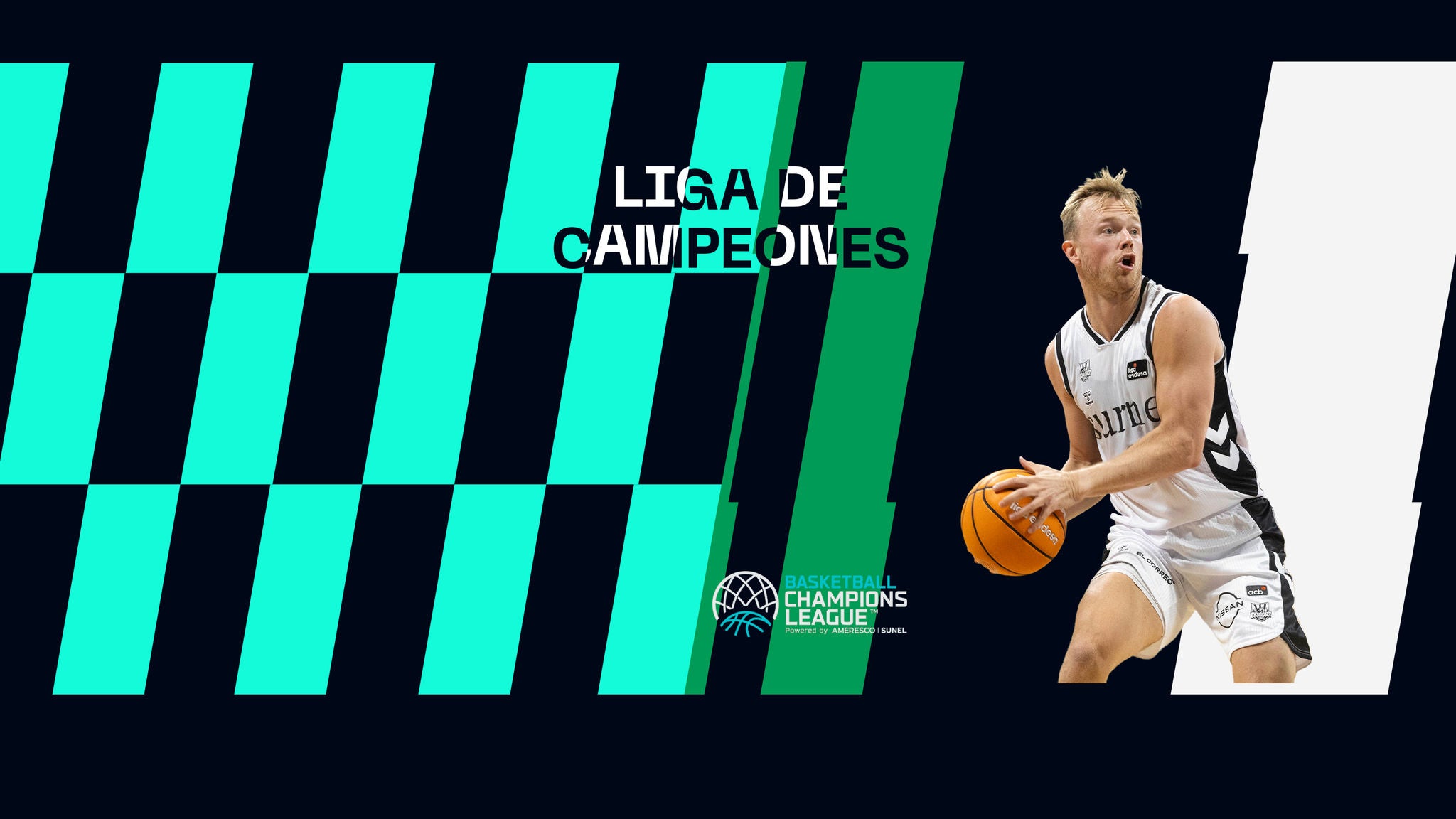 Imagen para anunciar los streamings de la Liga de Campeones del Bilbao Basket