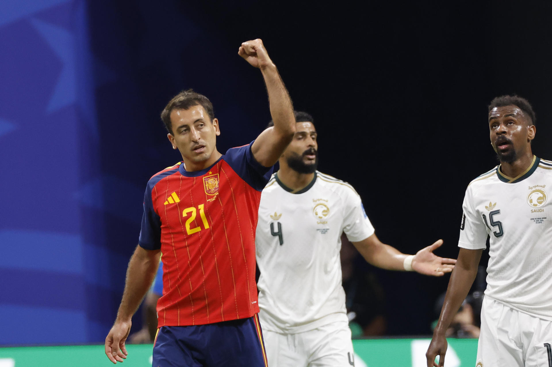 ATLANTA (ESTADOS UNIDOS), 21/06/2026.- El delantero de la selección española Mikel Oyarzábal celebra tras marcar el segundo gol del partido del Mundial 2026 entre España y Arabia Saudí, este domingo en Atlanta. EFE/Lavandeira Jr
